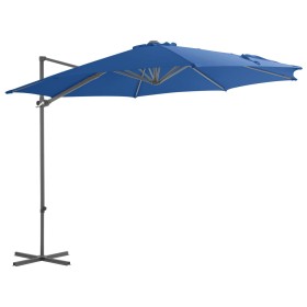 Sombrilla voladiza con poste de acero azul celeste 300 cm de vidaXL, Sombrillas - Ref: Foro24-46999, Precio: 95,15 €, Descuen...