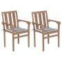 Sillas de jardín 2 uds madera teca con cojines a cuadros gris de , Sillas de jardín - Ref: Foro24-3062222, Precio: 249,78 €, ...