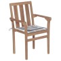 Sillas de jardín 2 uds madera teca con cojines a cuadros gris de , Sillas de jardín - Ref: Foro24-3062222, Precio: 249,78 €, ...