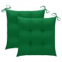 Sillas de jardín 2 uds madera maciza de teca con cojines verdes de , Sillas de jardín - Ref: Foro24-3062750, Precio: 294,32 €...