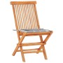 Set de bistró 3 piezas madera de teca y cojines a cuadros gris de , Conjuntos de jardín - Ref: Foro24-3063239, Precio: 188,16...