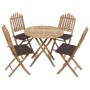Set de comedor de jardín plegable 5 piezas con cojines bambú de , Conjuntos de jardín - Ref: Foro24-3063983, Precio: 271,80 €...