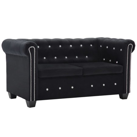 Chesterfield sofá de 2 plazas de terciopelo 146x75x72 cm negro de , Sofás - Ref: Foro24-247137, Precio: 520,03 €, Descuento: %