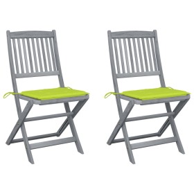 Sillas de jardín plegables 2 uds cojines madera maciza acacia de , Sillas de jardín - Ref: Foro24-3064547, Precio: 141,39 €, ...