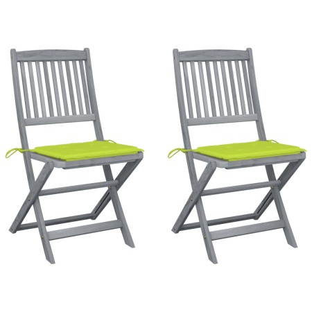 Sillas de jardín plegables 2 uds cojines madera maciza acacia de , Sillas de jardín - Ref: Foro24-3064547, Precio: 141,39 €, ...