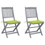 Sillas de jardín plegables 2 uds cojines madera maciza acacia de , Sillas de jardín - Ref: Foro24-3064547, Precio: 141,39 €, ...