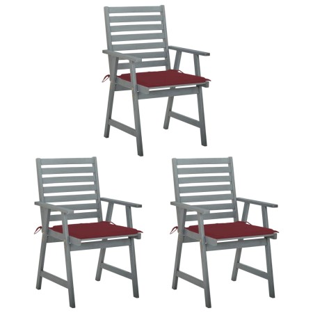 Sillas comedor de jardín 3 uds madera maciza acacia y cojines de , Sillas de jardín - Ref: Foro24-3064437, Precio: 283,14 €, ...