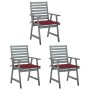 Sillas comedor de jardín 3 uds madera maciza acacia y cojines de , Sillas de jardín - Ref: Foro24-3064437, Precio: 283,14 €, ...