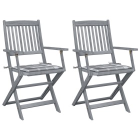 Sillas de jardín plegables 2 uds madera maciza acacia y cojines de , Sillas de jardín - Ref: Foro24-3064496, Precio: 118,66 €...