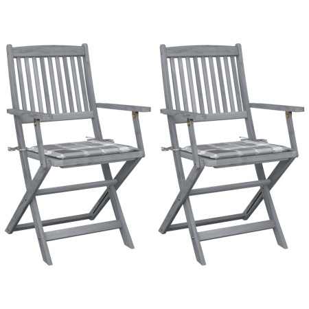 Sillas de jardín plegables 2 uds madera maciza acacia y cojines de , Sillas de jardín - Ref: Foro24-3064496, Precio: 118,66 €...
