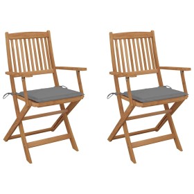 Sillas de jardín plegables 2 uds y cojines madera maciza acacia de , Sillas de jardín - Ref: Foro24-3064591, Precio: 167,10 €...