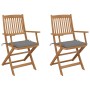 Sillas de jardín plegables 2 uds y cojines madera maciza acacia de , Sillas de jardín - Ref: Foro24-3064591, Precio: 167,10 €...