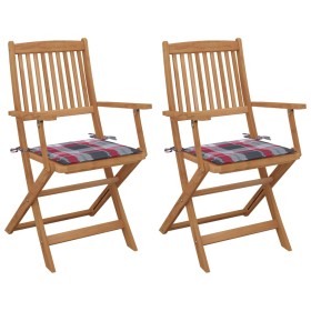 Sillas de jardín plegables 2 uds y cojines madera maciza acacia de , Sillas de jardín - Ref: Foro24-3064603, Precio: 158,81 €...