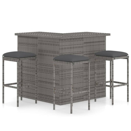 Set de bar para jardín 4 piezas y cojines ratán sintético gris de , Conjuntos de jardín - Ref: Foro24-3064924, Precio: 402,62...