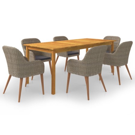 Juego de comedor para jardín 7 piezas marrón de , Conjuntos de jardín - Ref: Foro24-3067919, Precio: 937,82 €, Descuento: %