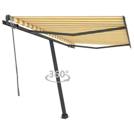 Toldo de pie automático amarillo y blanco 350x250 cm de , Toldos - Ref: Foro24-3069728, Precio: 494,21 €, Descuento: %
