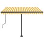 Toldo de pie automático amarillo y blanco 350x250 cm de , Toldos - Ref: Foro24-3069728, Precio: 494,21 €, Descuento: %
