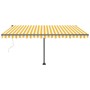Toldo de pie automático amarillo y blanco 450x300 cm de , Toldos - Ref: Foro24-3069768, Precio: 574,06 €, Descuento: %
