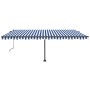 Toldo automático LED sensor de viento azul y blanco 500x350 cm de , Toldos - Ref: Foro24-3069871, Precio: 850,44 €, Descuento: %