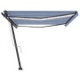 Toldo automático LED sensor de viento azul y blanco 500x350 cm de , Toldos - Ref: Foro24-3069871, Precio: 850,44 €, Descuento: %