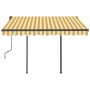 Toldo automático retráctil con postes amarillo blanco 3,5x2,5 m de , Toldos - Ref: Foro24-3070128, Precio: 482,31 €, Descuent...