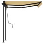 Toldo automático retráctil con postes amarillo blanco 3,5x2,5 m de , Toldos - Ref: Foro24-3070128, Precio: 482,31 €, Descuent...