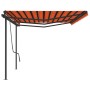 Toldo retráctil automático con postes naranja y marrón 6x3,5 m de , Toldos - Ref: Foro24-3070290, Precio: 871,78 €, Descuento: %