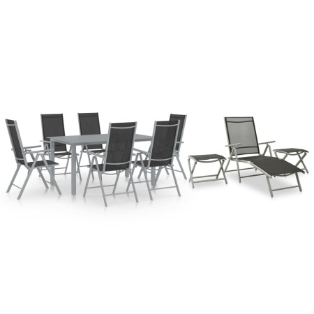 Juego de comedor de jardín 10 piezas negro y plateado de , Conjuntos de jardín - Ref: Foro24-3070646, Precio: 594,45 €, Descu...