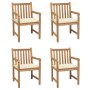 Sillas de jardín 4 uds madera maciza de teca con cojines crema de , Sillas de jardín - Ref: Foro24-3073006, Precio: 588,05 €,...