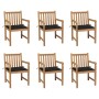 Sillas de jardín 6 uds madera maciza de teca cojines negro de , Sillas de jardín - Ref: Foro24-3073038, Precio: 863,41 €, Des...