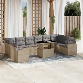 Set de sofás de jardín 11pzas con cojines ratán sintético beige en Conjuntos de jardín | Comprar online en Foru.es