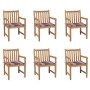Sillas de jardín 6 uds madera maciza teca cojines cuadros rojos de , Sillas de jardín - Ref: Foro24-3073044, Precio: 868,63 €...