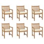 Sillas de jardín 6 uds madera maciza de teca cojines crema de , Sillas de jardín - Ref: Foro24-3073033, Precio: 878,42 €, Des...