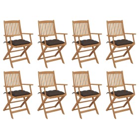 Sillas de jardín plegables 8 uds y cojines madera maciza acacia de , Sillas de jardín - Ref: Foro24-3075108, Precio: 407,25 €...