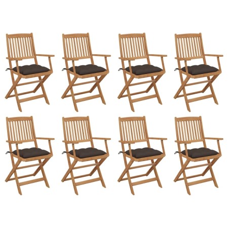 Sillas de jardín plegables 8 uds y cojines madera maciza acacia de , Sillas de jardín - Ref: Foro24-3075108, Precio: 407,25 €...