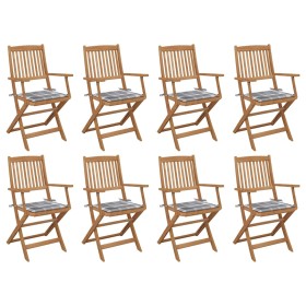 Sillas de jardín plegables 8 uds y cojines madera maciza acacia de , Sillas de jardín - Ref: Foro24-3075099, Precio: 398,54 €...