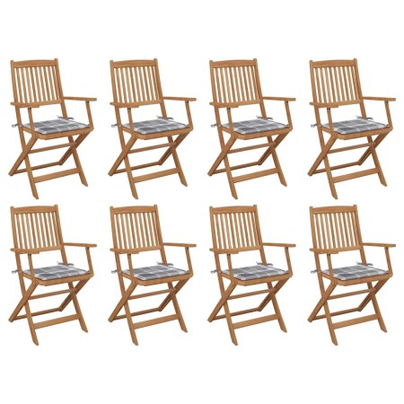 Sillas de jardín plegables 8 uds y cojines madera maciza acacia de , Sillas de jardín - Ref: Foro24-3075099, Precio: 398,54 €...
