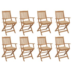 Sillas de jardín plegables 8 uds y cojines madera maciza acacia de , Sillas de jardín - Ref: Foro24-3075103, Precio: 454,90 €...