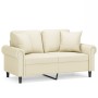 Sofá de 2 plazas con cojines cuero sintético color crema 120 cm de , Sofás - Ref: Foro24-3200926, Precio: 238,72 €, Descuento: %