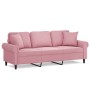 Sofá de 3 plazas con cojines terciopelo rosa 180 cm de , Sofás - Ref: Foro24-3200958, Precio: 335,71 €, Descuento: %