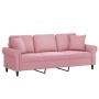 Sofá de 3 plazas con cojines terciopelo rosa 180 cm de , Sofás - Ref: Foro24-3200958, Precio: 335,71 €, Descuento: %
