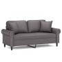 Sofá de 2 plazas con cojines cuero sintético gris 140 cm de , Sofás - Ref: Foro24-3200932, Precio: 252,25 €, Descuento: %