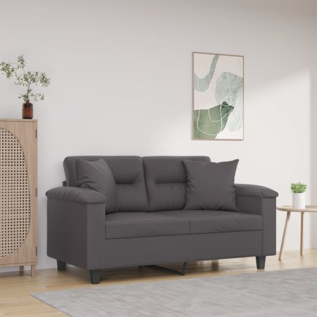 Sofá de 2 plazas con cojines cuero sintético gris 120 cm de , Sofás - Ref: Foro24-3200985, Precio: 246,08 €, Descuento: %