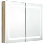 Armario de baño con espejo LED blanco y roble 80x12x68 cm de vidaXL, Tocadores de baño - Ref: Foro24-326516, Precio: 190,87 €...