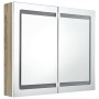 Armario de baño con espejo LED blanco y roble 80x12x68 cm de vidaXL, Tocadores de baño - Ref: Foro24-326516, Precio: 190,87 €...