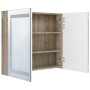 Armario de baño con espejo LED blanco y roble 80x12x68 cm de vidaXL, Tocadores de baño - Ref: Foro24-326516, Precio: 190,87 €...