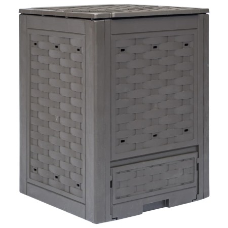 Compostador de jardín marrón plástico ratán 60x60x83 cm 300 L de , Compostadores - Ref: Foro24-45681, Precio: 79,61 €, Descue...