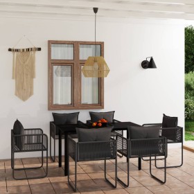 Juego de comedor para jardín 7 piezas negro de , Conjuntos de jardín - Ref: Foro24-3099080, Precio: 544,32 €, Descuento: %
