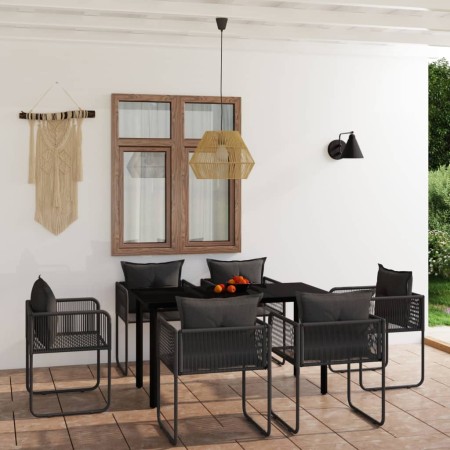 Juego de comedor para jardín 7 piezas negro de , Conjuntos de jardín - Ref: Foro24-3099080, Precio: 544,32 €, Descuento: %