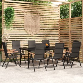 Juego de comedor para jardín 9 piezas negro de , Conjuntos de jardín - Ref: Foro24-3099124, Precio: 670,01 €, Descuento: %